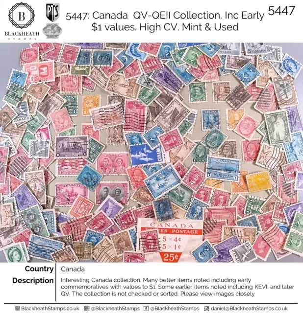5447: Canada QV-QEII Collection. Inc Early $1 values. High CV. Mint & Used