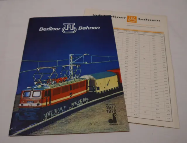 Berliner TT Bahnen Katalog 1977 - 1978 mit Preisliste   Demusa