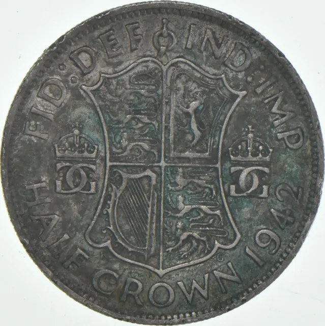SILVER - WORLD Coin - 1942 Great Britain 1/2 Crown - World Silver Coin *958
