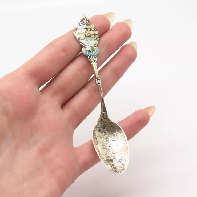 925 Sterling Silver Antique Canada Roden Bros. Colorful Enamel "Montreal" Spoon