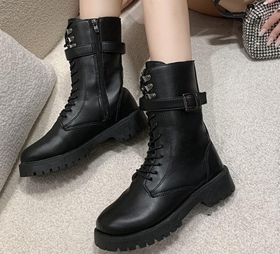 34/43 NUOVO Biker Donna circa Stivaletto stringato Fibbia Ginocchio alta bassa paragrafo tg 