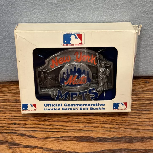 NY NEW YORK Mets pewter Baseball belt buckle limited edition Made in ...