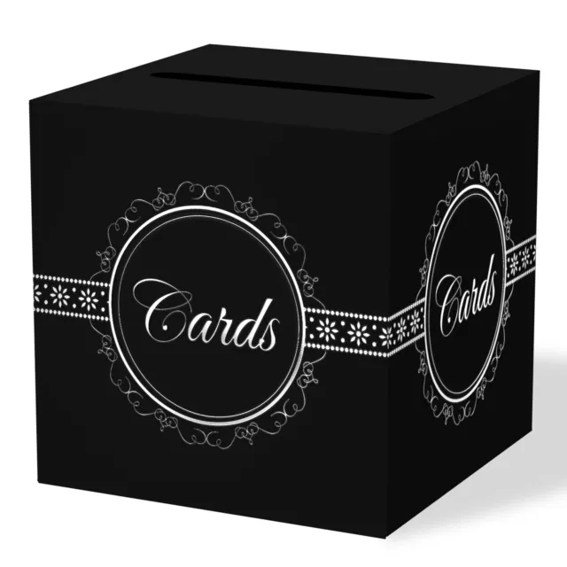 Black Card Box with Silver Foil Design Gift Cards Receiving Box for Birthdays...