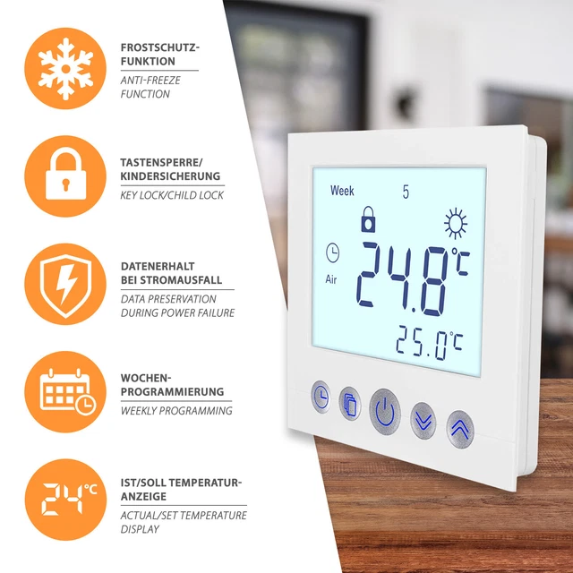 Thermostat Numérique Ambiant Flush Chauffage par le Sol