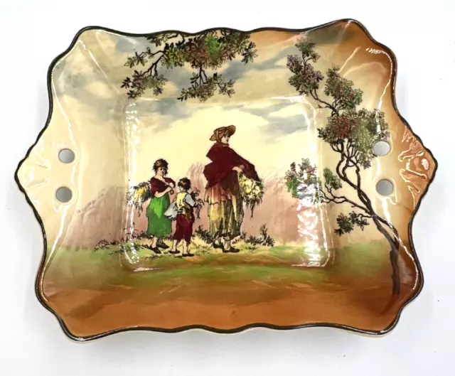 Antique Royal Doulton Square Serving Plate 'Old English Scenes' 'The Gleaners'