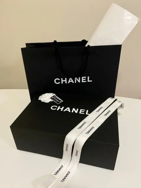 5 Pc Chanel Big Gift Box set 10.5 × 10.5 × 4.5 Ribbon Envelope Paper NEW