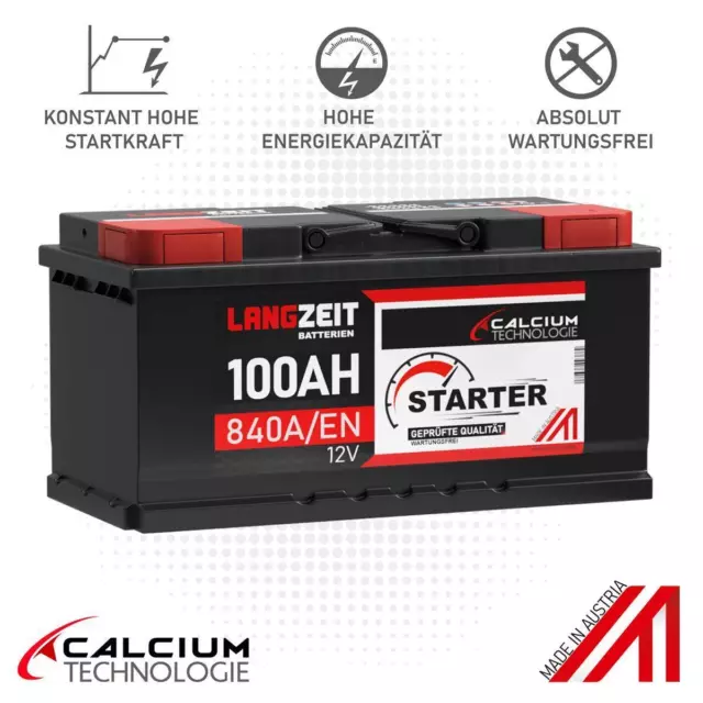LANGZEIT Autobatterie 12V 100AH Starter Batterie statt 88Ah 90Ah 92Ah 95Ah 100Ah 2