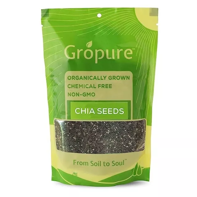 Gropure Organic Chia Seeds, 200 gm Free Shipping