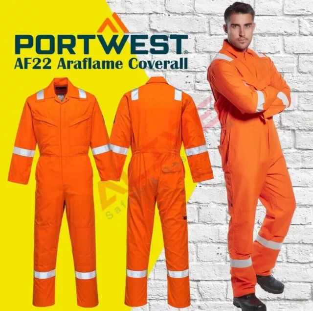 PORTWEST Araflame Overall Hi-Viz Orange Flame Resistant AF22 - XL - FREE POSTAGE