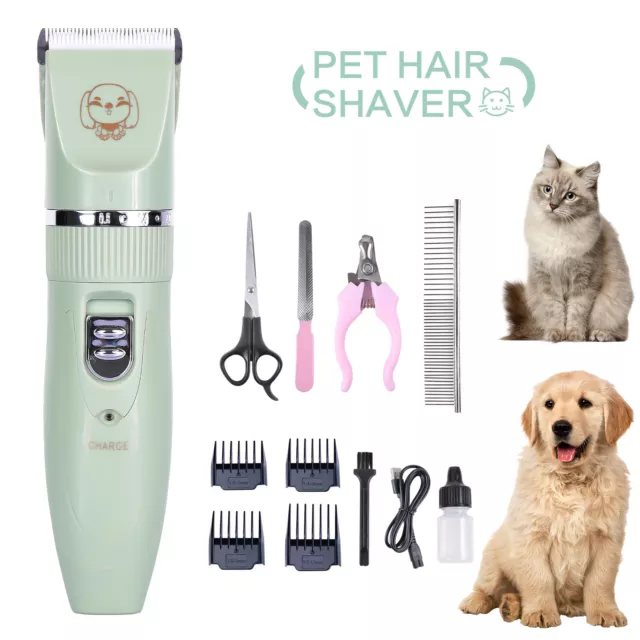 Pet Dog Cat Clippers Scissor Hair Grooming Trimmer Shaver Kit Cordless Low Noise