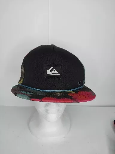 Quiksilver  Mesh Trucker Snapback Baseball Hat Cap Floral Print Flat brim