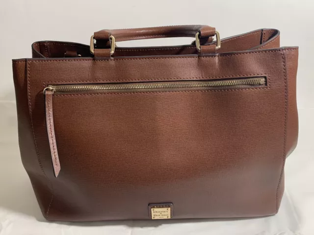 Dooney & Bourke Leather Handbag Saffiano Large Satchel Brown