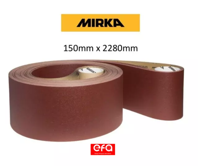 Mirka 150mm x 2280mm Abrasive Sanding Belts, Linisher, Pad Sander, Belt Sander
