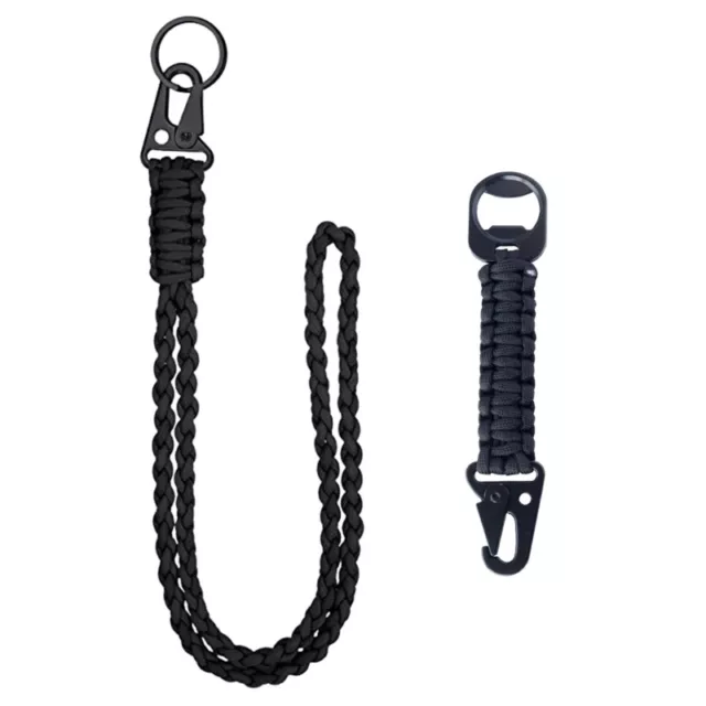 2 Pcs Paracord Neck Lanyard Keychain Camping Paracord Keychain for Men Women 3