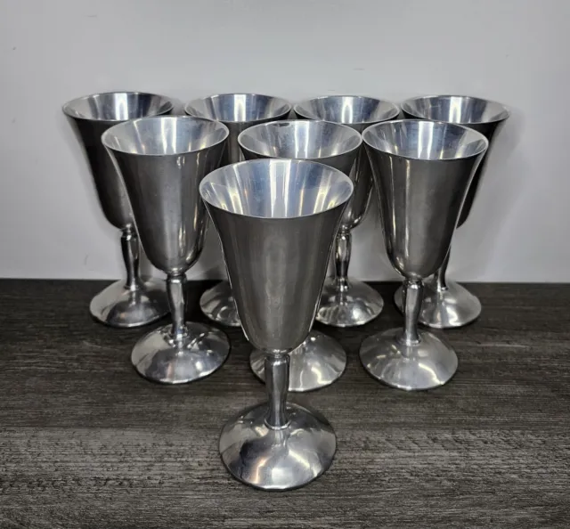 Set / 8 Raimond Italy Silver Goblets Wine Stemware Elegant Holiday Cups Display