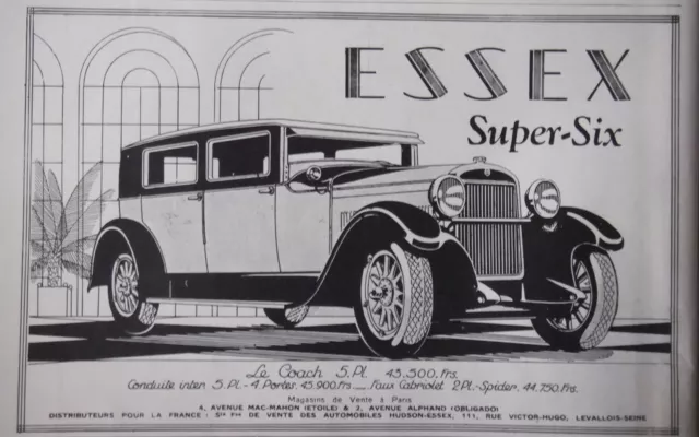 1929 Essex Super-Six The Coach 5 Seats The Fake Convertible And The Spider Advertisement