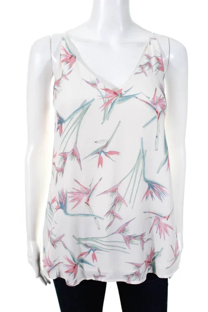 Tart Womens Spaghetti Strap V Neck Floral Averie Top White Size Extra Small