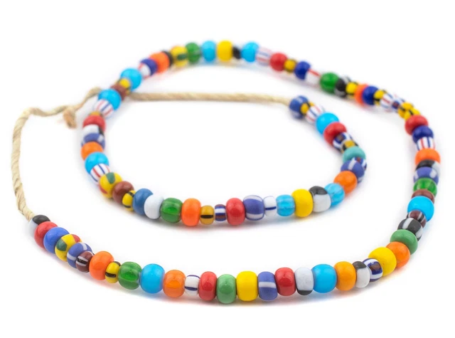 Rainbow Medley Czech Glass Beads 8mm Ghana African Multicolor Mixed Large Hole