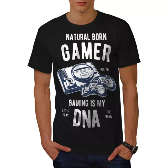 T-shirt da uomo Wellcoda Natural Born Gamer, My DNA Graphic Design stampata