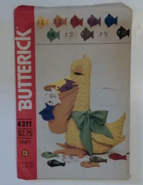 1960’s Vintage Sewing Pattern Butterick Pelican & Fish Retro Teaching Toy New FF