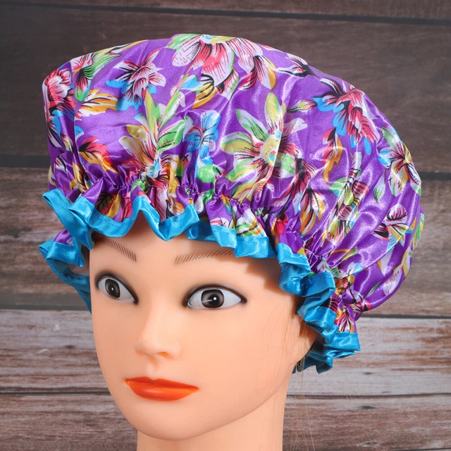 2 PIEZAS Miss Doble Capa Gorra de Ducha Elástica Baño Sombrero Spa Accesorios Mujeres