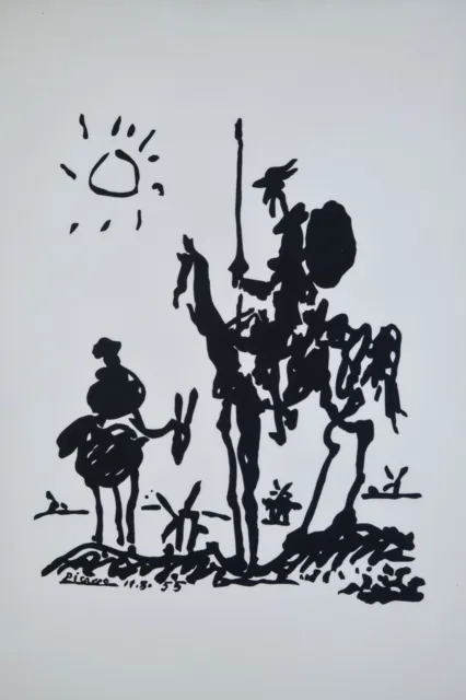Vintage 1980's Pablo Picasso Don Quixote "Man of La Mancha" Print Framed 20"x26"