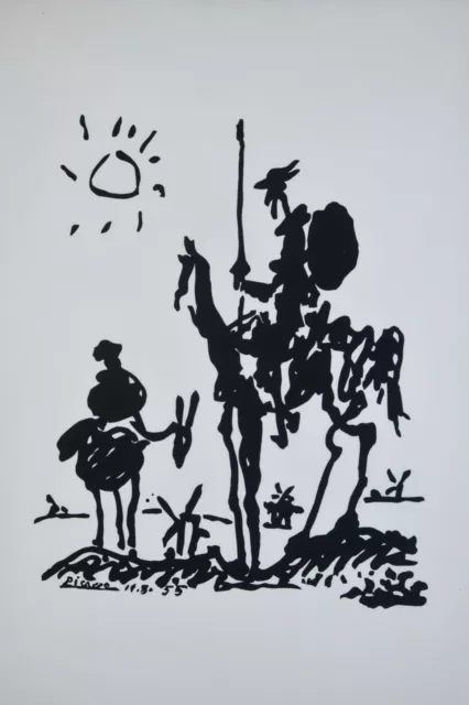 Vintage 1980's Pablo Picasso Don Quixote "Man of La Mancha" Print Framed 20"x26" Vintage 1980's Pablo Picasso Don Quixote "Man of La Mancha" Print Framed 20"x26"
