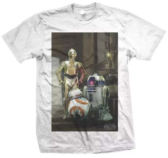 Star Wars The Force Erwacht Drei Droiden Offiziell T-Shirt - BB-8 C3-PO R2-D2