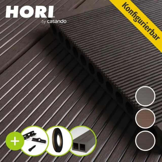 HORI WPC Terrassendielen XL Komplettset Farben Holz Diele Komplettbausatz Balkon