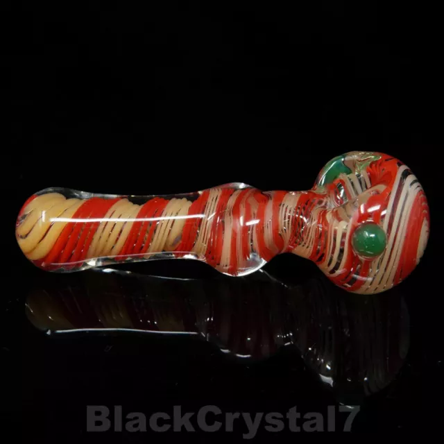 5 inch Handmade Thick Twist Red Infinity Swirl Tobacco Smoking Bowl Glass Pipes