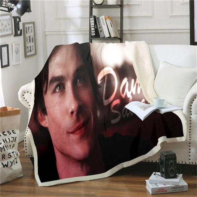 THE VAMPIRE DIARIES Damon Salvatore 3D Printed Velvet Plush Throw