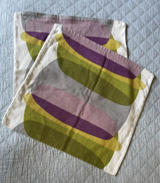 Ikea MALIN FIGUR x2 Retro Mod Abstract Throw Pillow Cushion Cover Set 20" Ramie