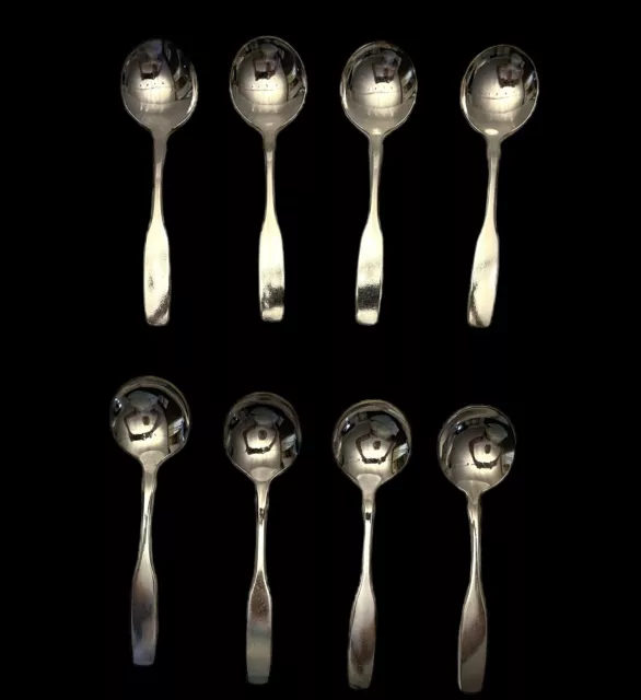 ONEIDA Silversmiths Bouillon Spoons Lot Of 8 Flatware