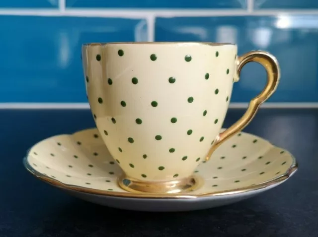 Vintage Carlton Ware Art Deco Polka Coffee Cup and Saucer