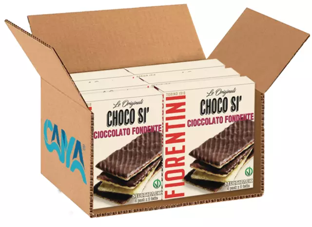 6X Fiorentini Choco Si' Cialde Riso e Mais Ricoperto di Cioccolato Fondente 104g