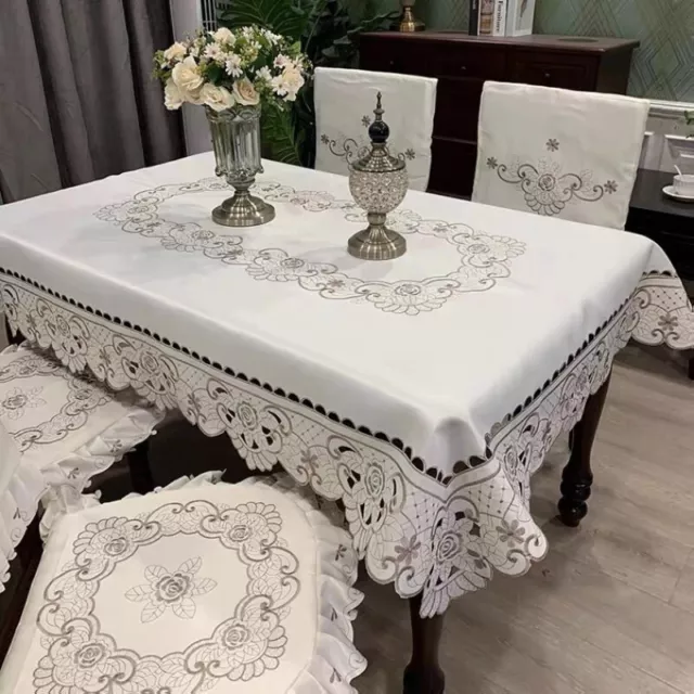 Table Cloth Embroider Modern Rectangle Polyester Art Tea Table Tablecloth Round 3