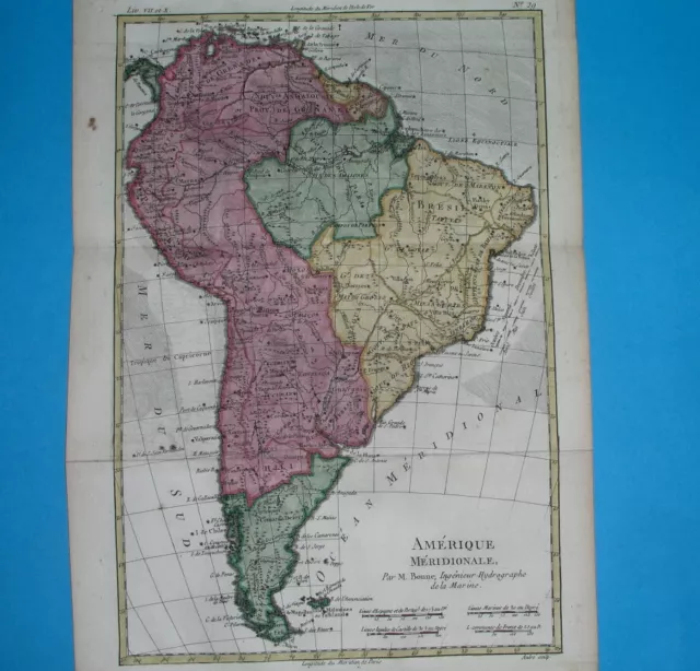 1780 Original Map Colombia Argentina Peru Ecuador Chile Brazil Patagonia Bolivia