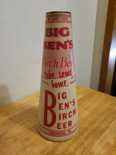 VINTAGE BIG BEN'S BIRCH BEER SODA WAX CONE~ No cap