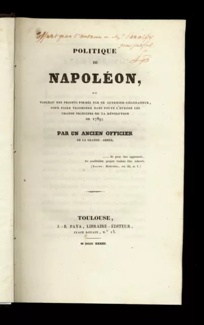 1833 Soubdès Politique Napoléon Révolution 1789 Militaria Empire Rare Bonaparte