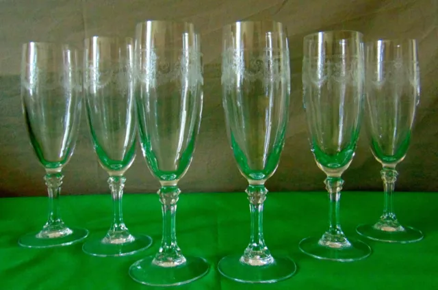 6 Flutes A Champagne Cristal D Arques Grave Modele Saint Remy