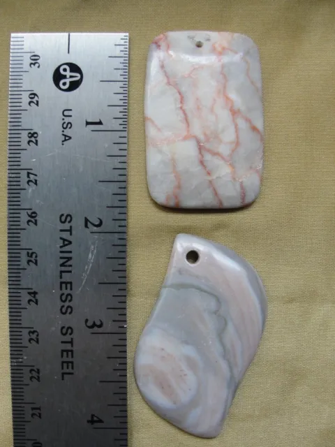 Lot of Two Mixed Gemstone Focal Component Bead Drop Pendants