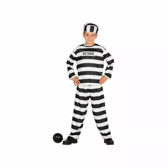 Carnevale Halloween Vestito Carcerato Bambino Costume Prisoner