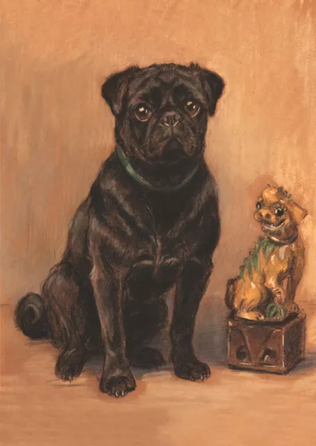 Pug Charming Black Pug Dog Greetings Note Card