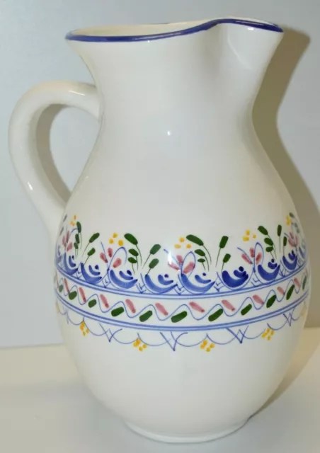 -JOLI GRAND PICHET BROC A EAU CERAMIQUE décor fleuri XXe Collection déco bouquet