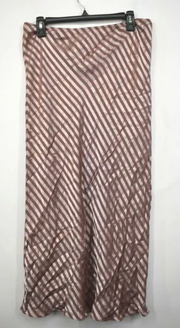 Topshop Womens Stripe Satin Bias Midi Skirt Stylish Rosy Diagonal Light Pink 14 2