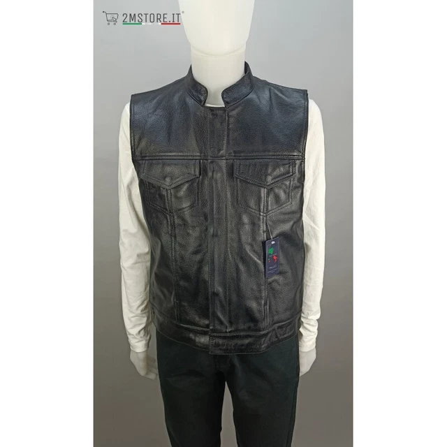 Gilet Cuir Motard Cut Biker El Paso Booty - Taille S, Marron, Occasion Très Bon état