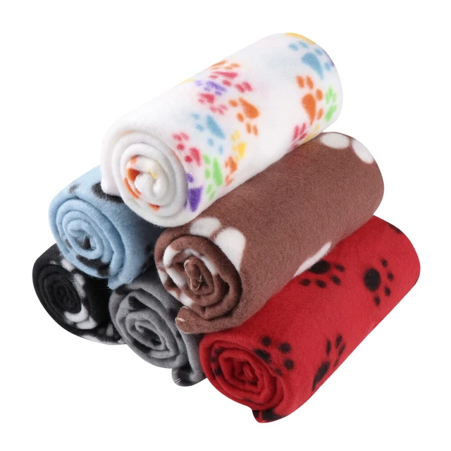 UEETEK 6 piezas manta mascota para perro gato animal huella de patas doble cara