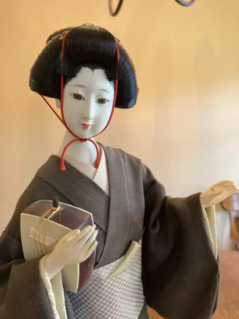 Vintage Yamaha Kyugetsu Japanese Geisha Doll in Traditional Kimono 17"