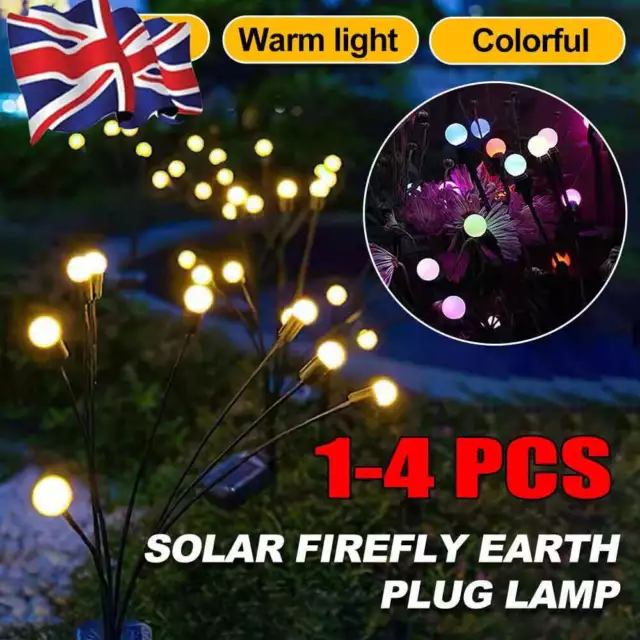 Solar Powered Firefly Swaying Lawn Lights Outdoor Garden Landscape Lamp UK
