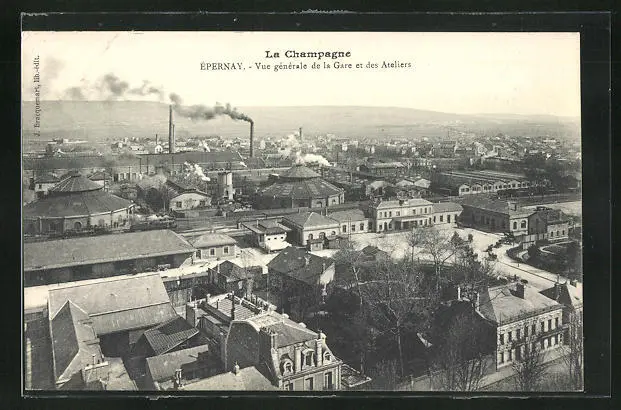 CPA Épernay, general view of the station and workshops